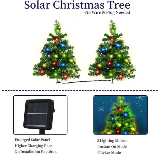 Multicolor LED Solar Christmas Trees – Pack of 2, 4, or 6