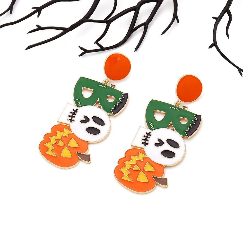 Cute Halloween Monster Pumpkin Drop Earrings