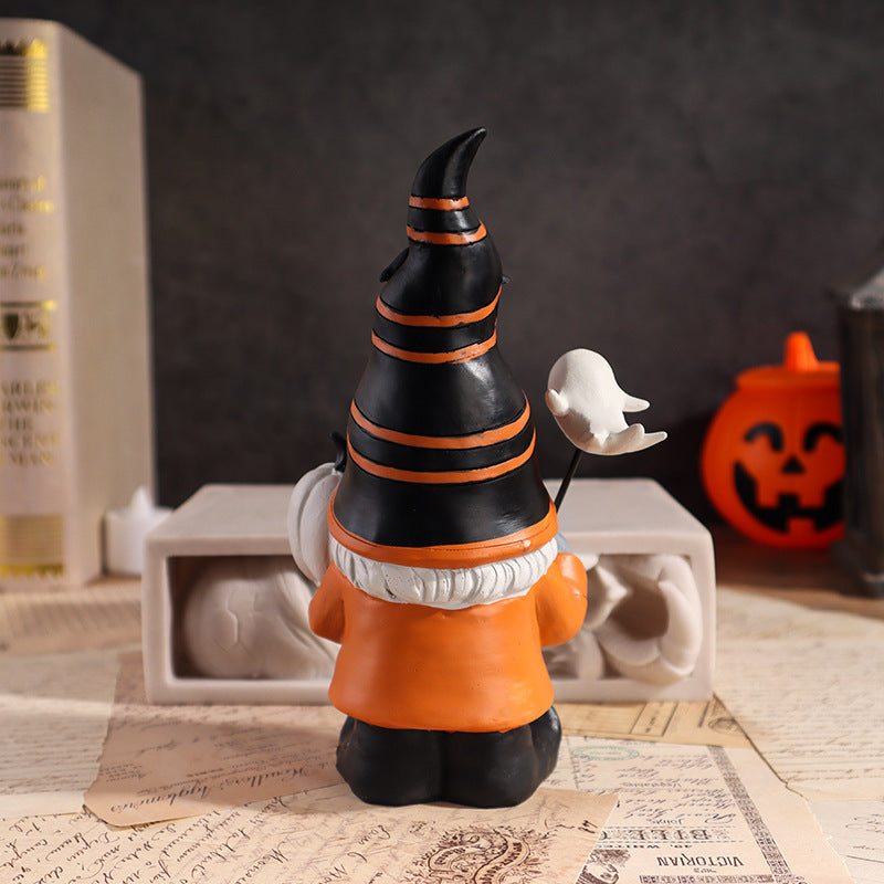 Halloween Pumpkin Gnome Resin Decor