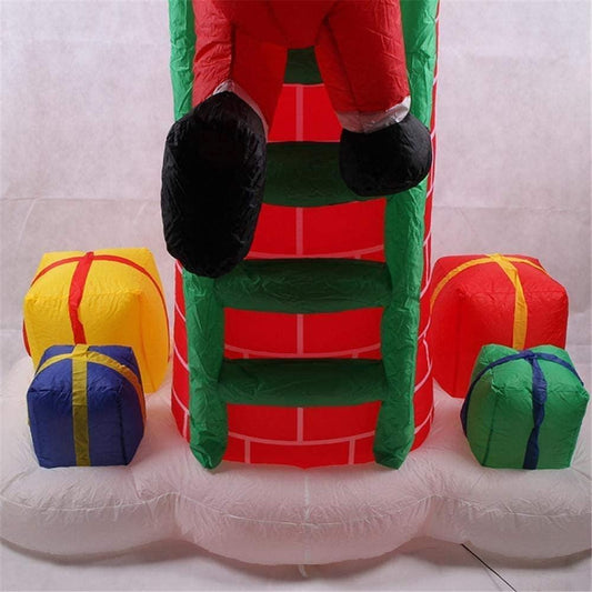 Santa Climbing Down the Chimney Inflatable