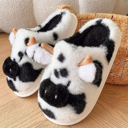 Cute Plush Cow Cozy Slippers