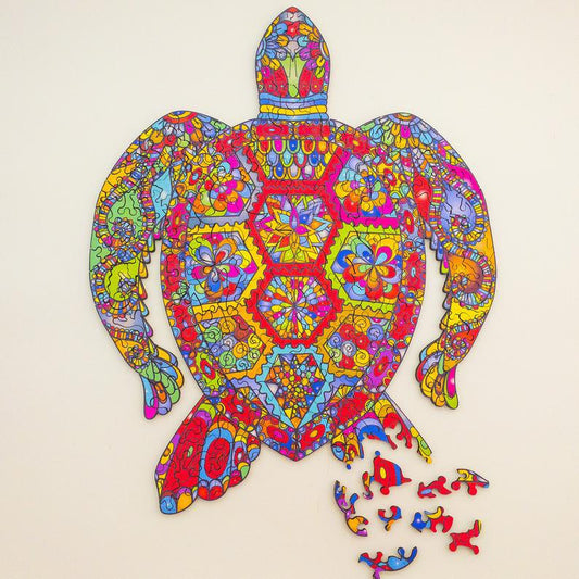 Animal Shaped Wooden Puzzle Colorful Elephant Turtle Wolf