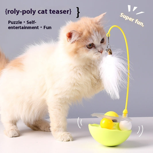 Feather Automatic Toy for Cat Teaser Toy w/Cat Nip ball inside