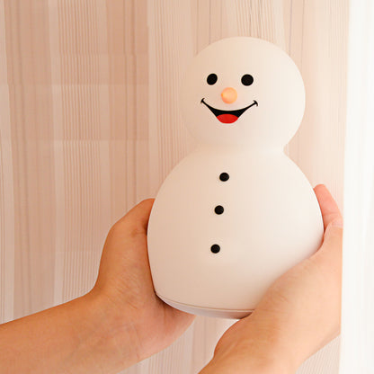 Soft Touch LED Snowman Night Light – Portable Color-Changing Lamp for Kids
