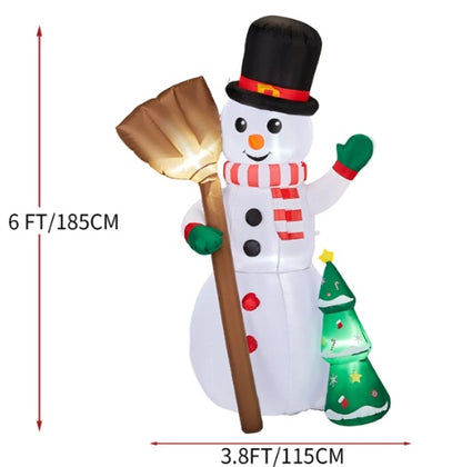 Snowman with Broom and Christmas Tree LED Inflatable