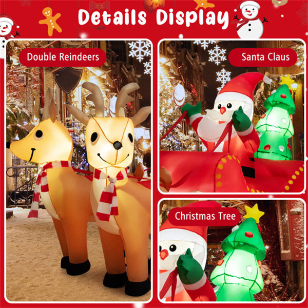 Lighted Inflatable Santa Riding Sled – 7.2FT Christmas Yard Decor