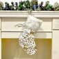 Elegant White and Gold Embroidered Christmas Stockings – 4 Festive Designs