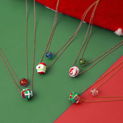 Christmas Glow-In-The-Dark Glass Pendant Necklace