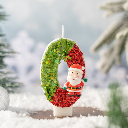 Glitter Santa Christmas Number Candles