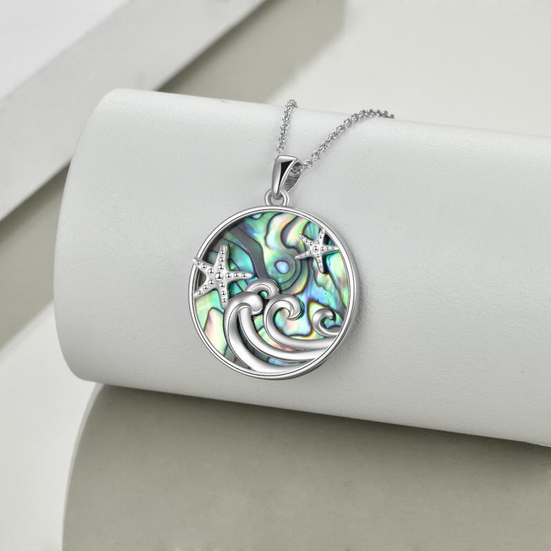 Ocean Wave Starfish Necklace with Colorful Abalone Shell