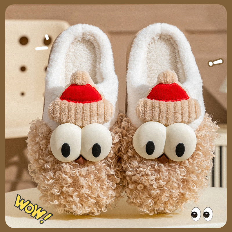 Cartoon Bearded Santa Claus Christmas Slippers