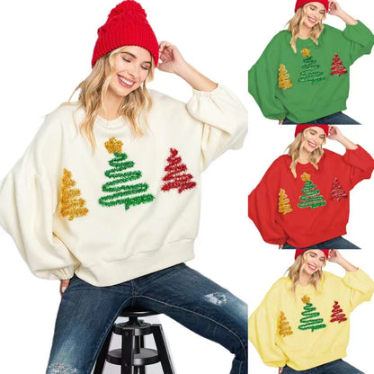 Women's Christmas Tree Casual Pullover Sweatshirt