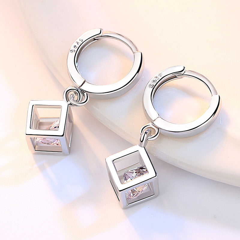 Love Window Cube Love Dangle Earrings