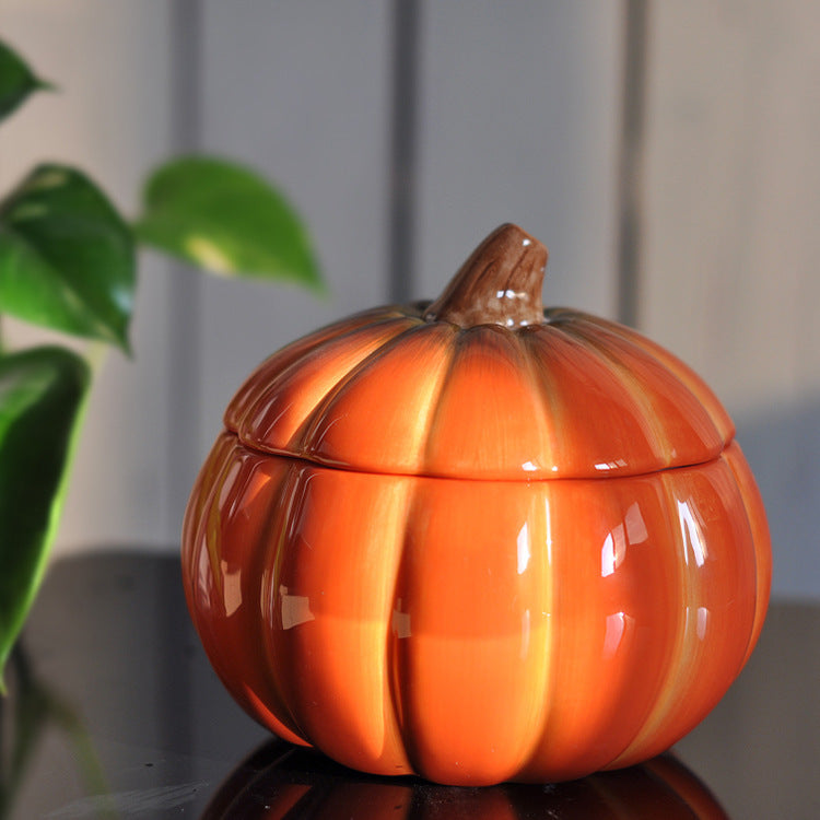 Ceramic Pumpkin-Shaped Cookie/Candy Jar