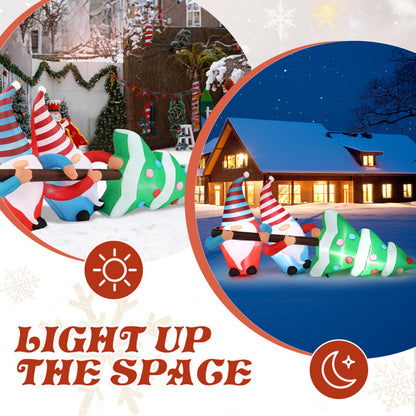 Festive Gnome Elves with Christmas Tree LED Inflatable
