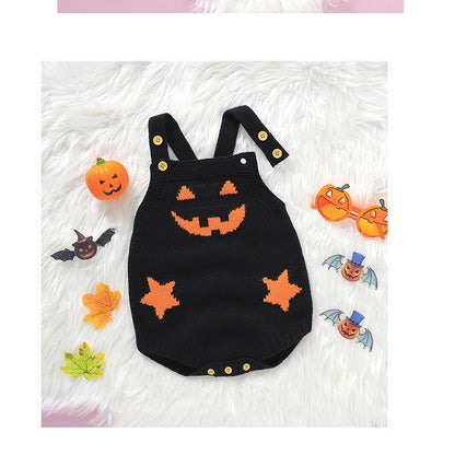 Halloween Pumpkin Knitted Baby Romper