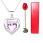 Heart Shaped Crystal Diamond Pendant Rose Head Necklace
