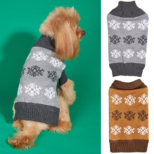 Snowflake Brown Gray Autumn And Winter Doggy Christmas Sweater