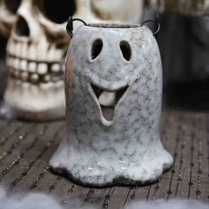 Halloween Ceramic White Ghost Candleholder