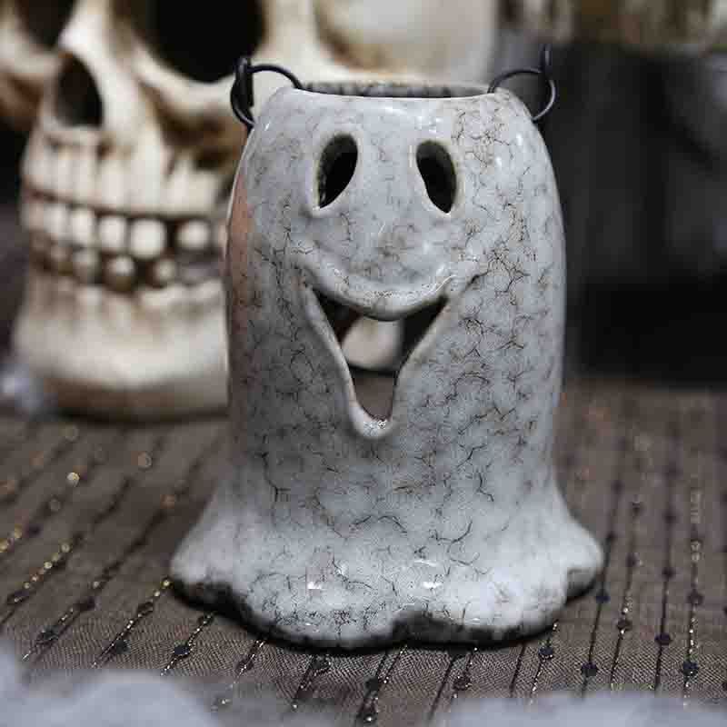 Halloween Ceramic White Ghost Candleholder