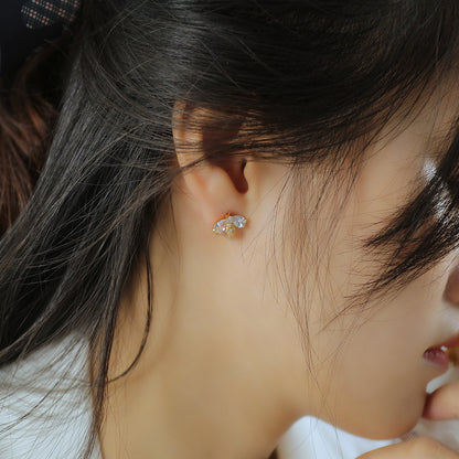 Simple Copper-Plated Bee Rhinestone Earrings