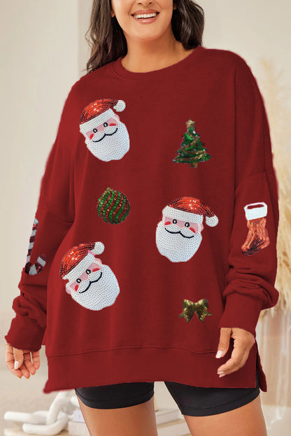 Women's Christmas Sequined Santas Sweatshirt