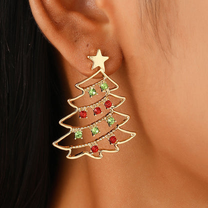 Elegant Christmas Tree Rhinestone Earrings