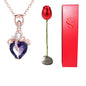 Heart Shaped Crystal Diamond Pendant Rose Head Necklace