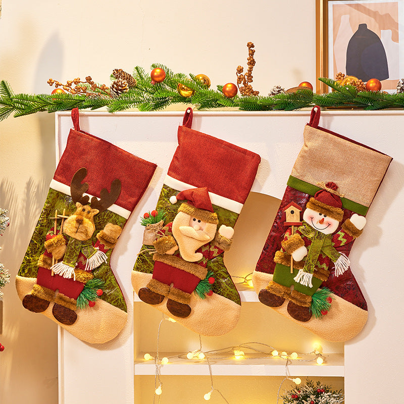 Jolly Trio Christmas Stockings – Santa, Reindeer & Snowman 3D Set