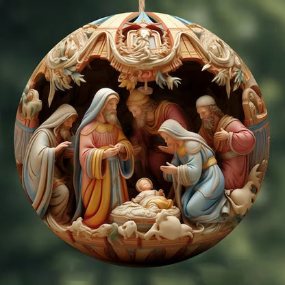 Beautiful Nativity Carved Ornaments