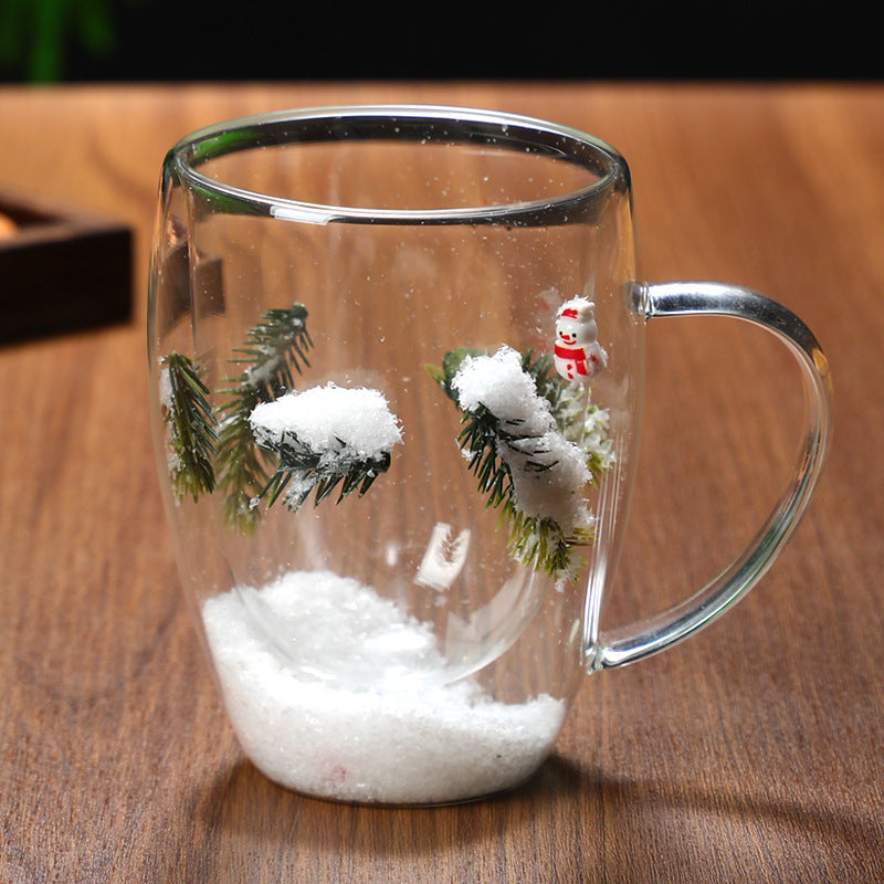 Christmas Double-Layer Glass Mugs