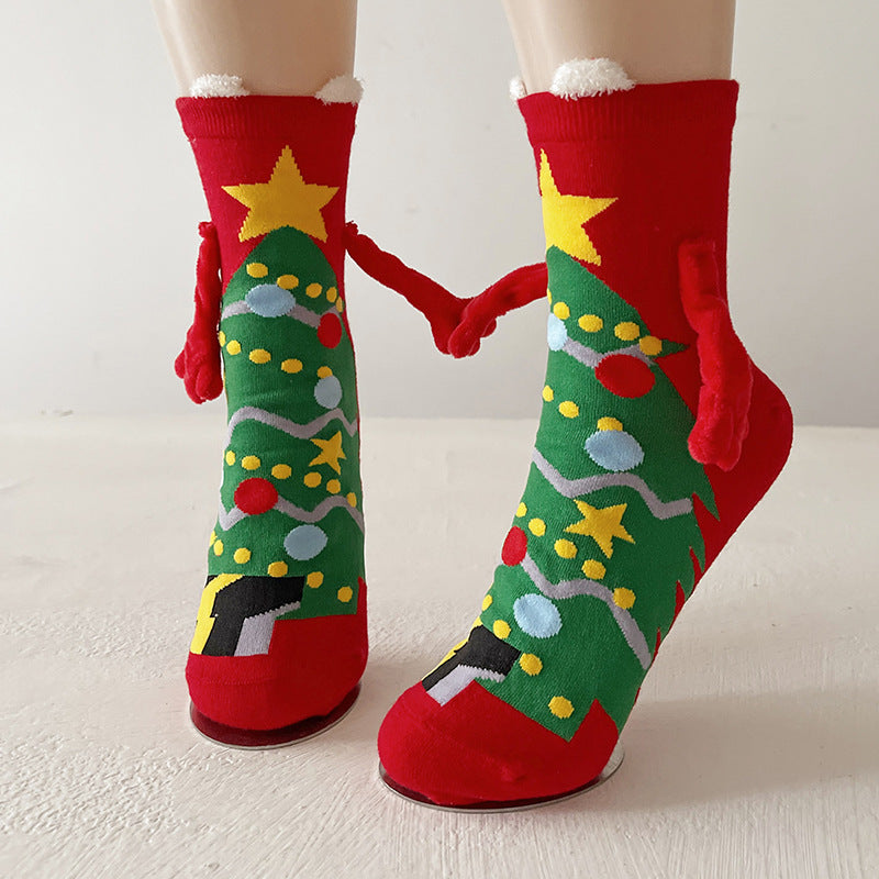 Adorable Christmas Magnetic Hand Holding Socks