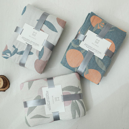 Cotton Muslin Quilt Blanket – Lightweight Floral Gauze Coverlet – Breathable Summer Bedspread