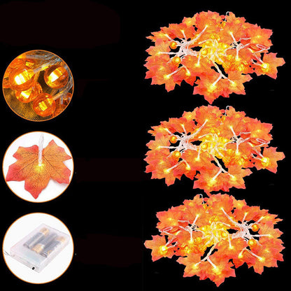 Maple Leaf & Pumpkin String Light Set