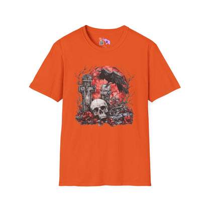 Halloween Graveyard w/Skull Adult T-shirt