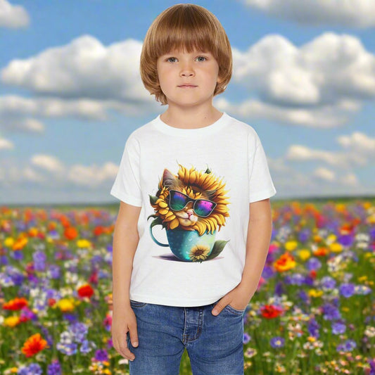 Cool Sunflower Kitten 1 Heavy Cotton™ Toddler T-shirt