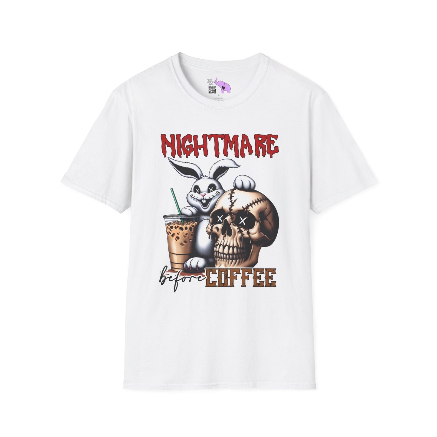 Nightmare Before Coffee (Voodoo Bunny/Skull) Adult T-shirt