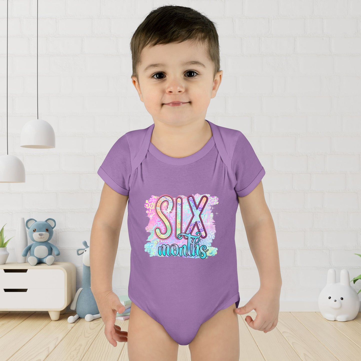 Pastel Wild One Milestone Baby Bodysuit-Six Months