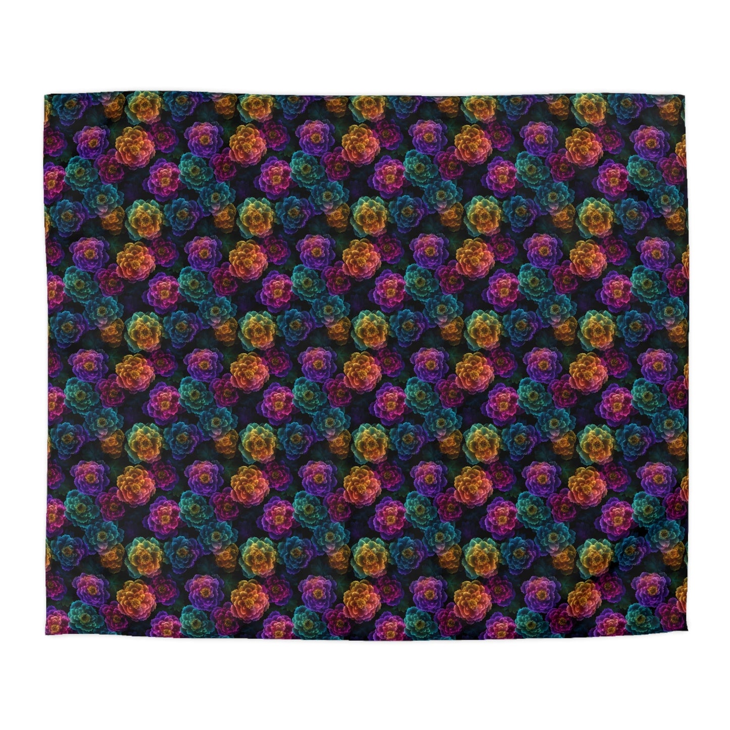 Neon Whisper Blooms Microfiber Duvet Cover