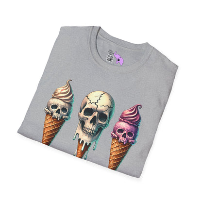 Ice Cream Cone Skull Adult T-shirt