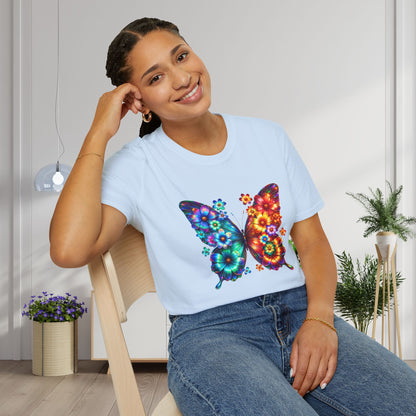 Colorful Floral Butterfly Adult T-shirt