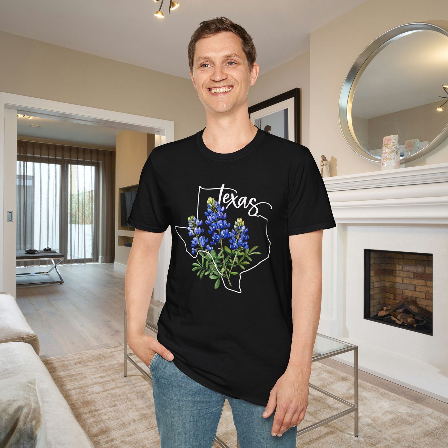Texas Bluebonnets Outline Adult T-shirt