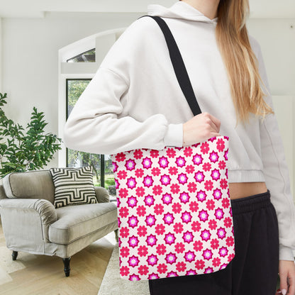 Rosy Star Garden Canvas Tote Bag
