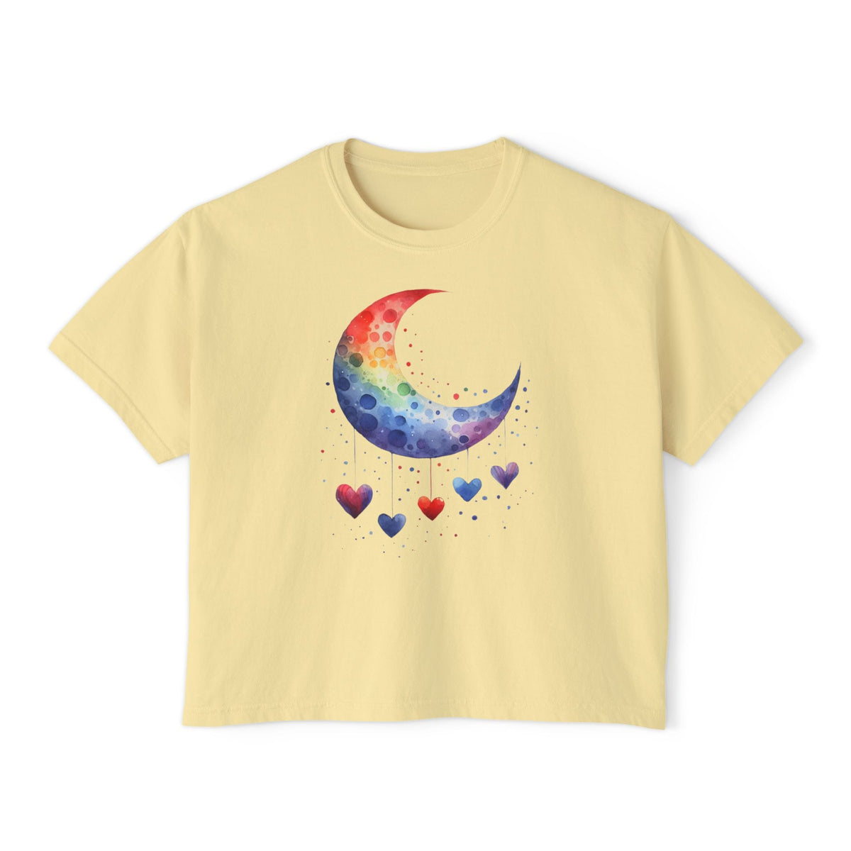 Colorful Heart Moon Women's Boxy Tee