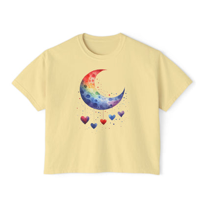 Colorful Heart Moon Women's Boxy Tee