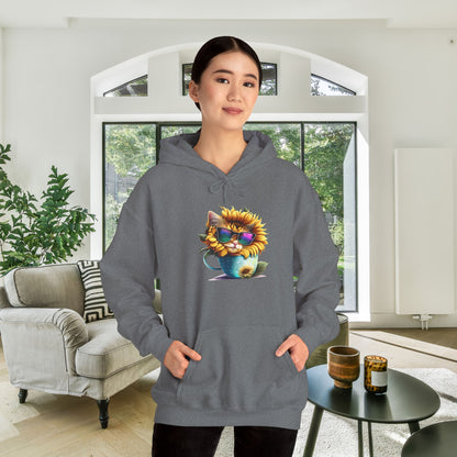 Cool Sunflower Kitten 1 Heavy Blend™ Hooded Sweatshirt