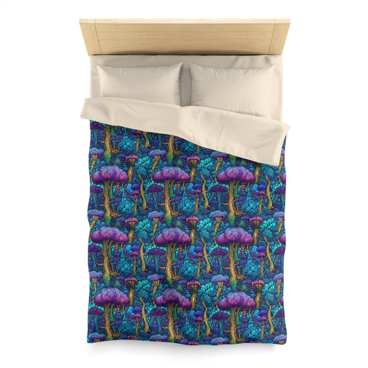 Trippy Purple Mushrooms Microfiber Duvet Cover