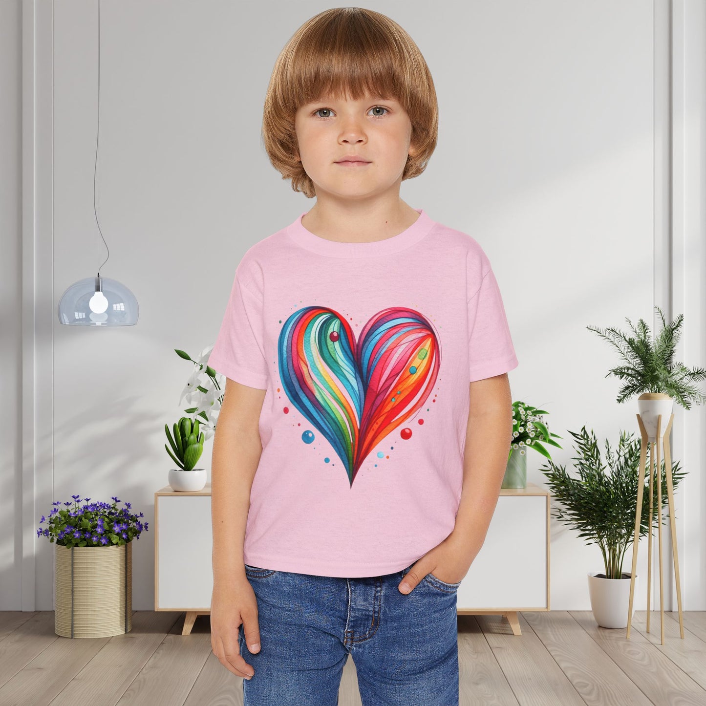 Blushing Rainbow Heart Heavy Cotton™ Toddler T-shirt