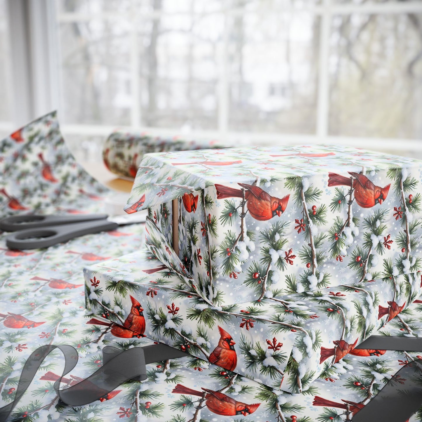 Cardinal Winter Elegance Wrapping Paper