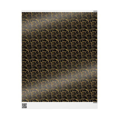 Golden Noir Swirl Wrapping Paper
